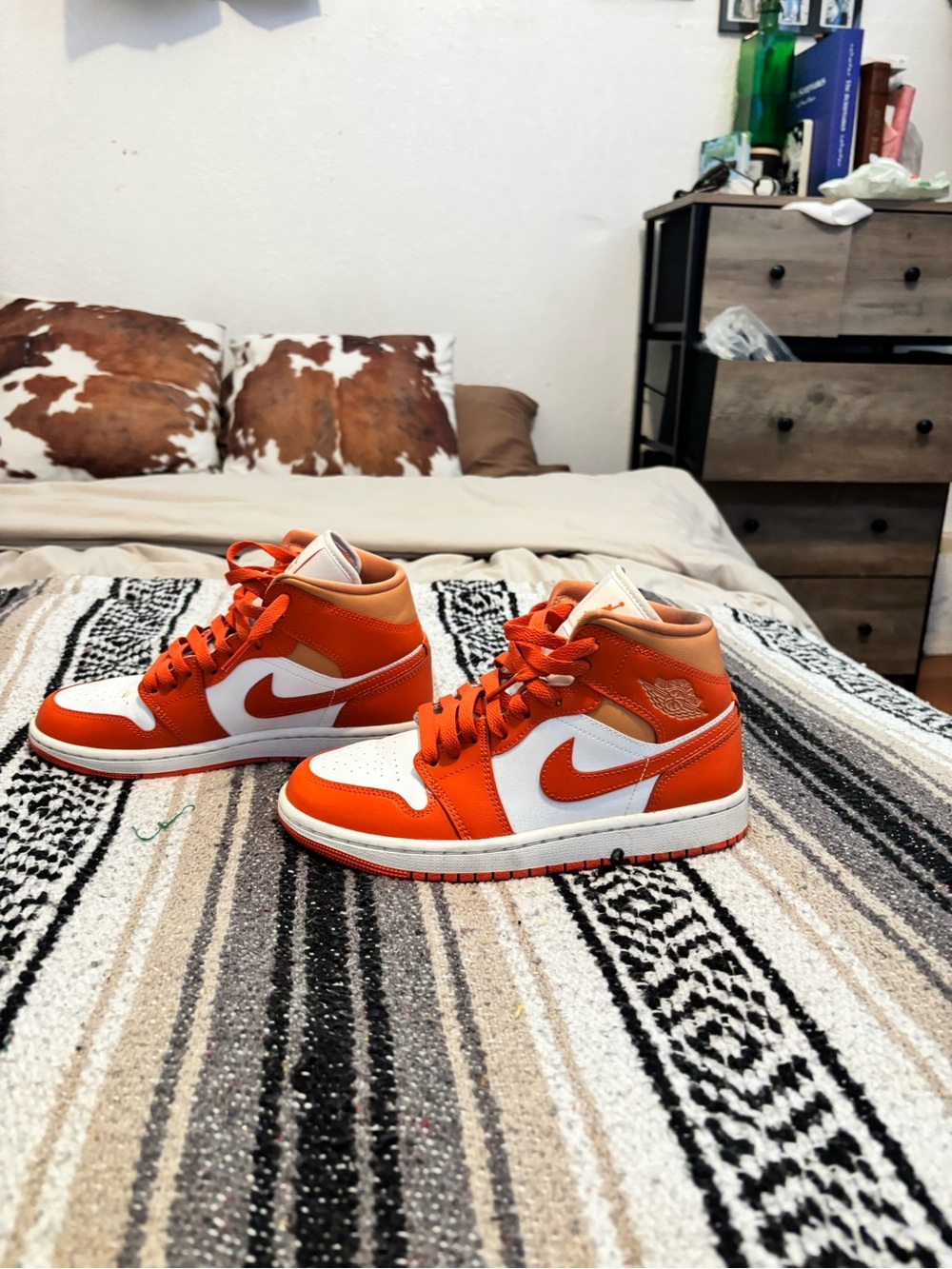 Nike Air Jordan 1 Mid - Orange & White Sneakers